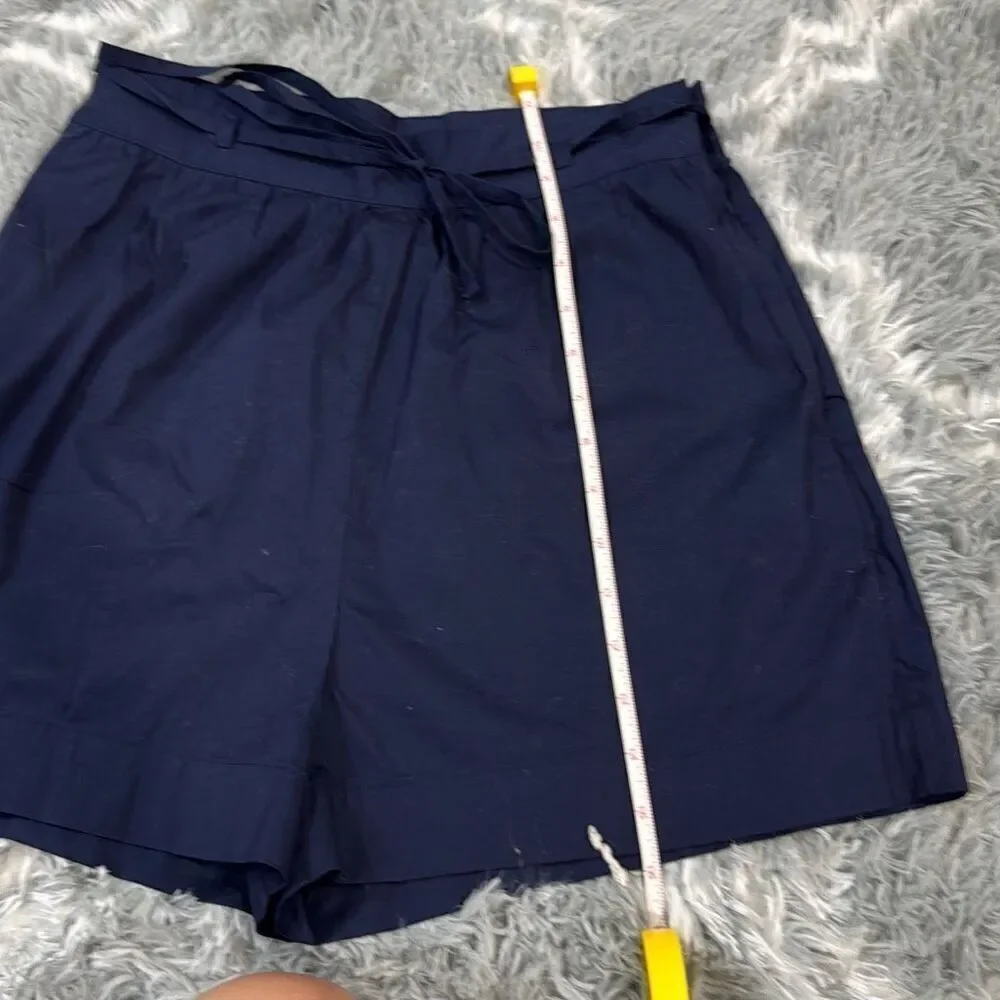 NWOT Jason Wu Women’s High-Waisted Navy Cotton Shorts With Tie-Waist Belt in Siz - Picture 4 of 9